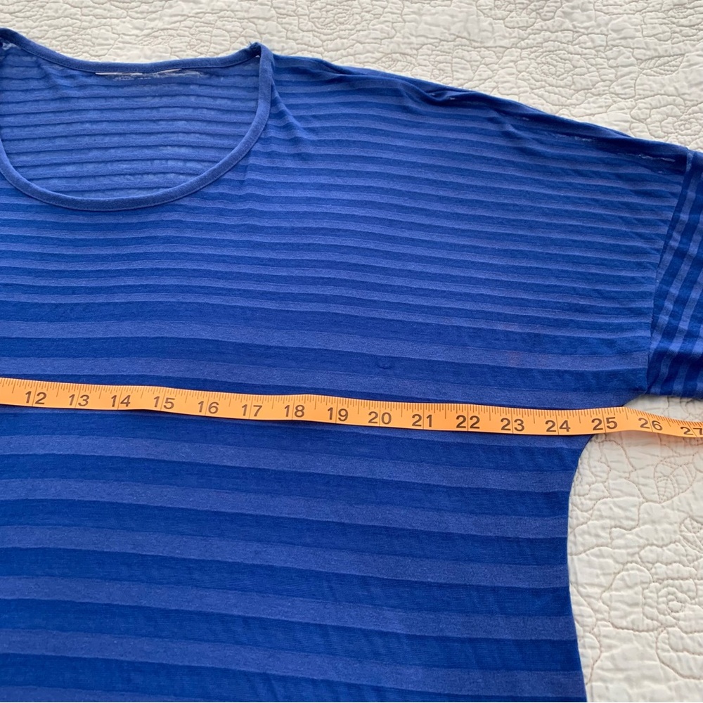 Royal Blue 3/4 Sleeve Sheer Top Size XL - Picture 7 of 12